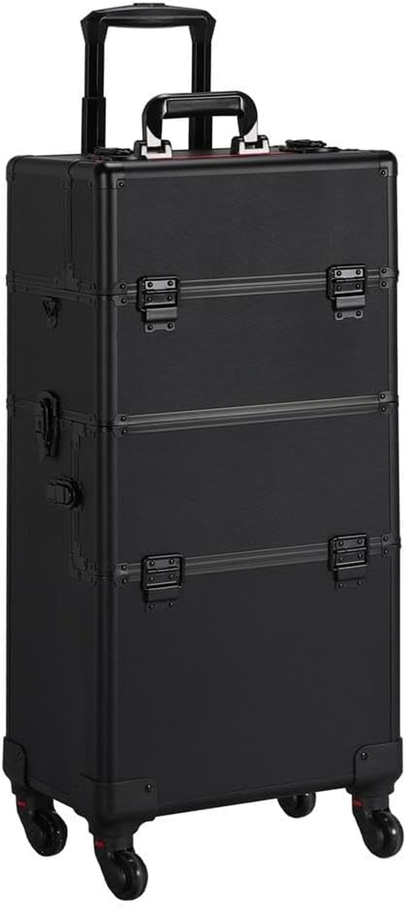 Makeup Train Case 3 in 1 Professional Cosmetic Trolley Multi-Functional Organizers Large Storage Traveling Cart Trunk for Nail Tech - Black
